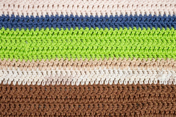 Horizontal Colored Crochet Lines Pattern Beige Blue Green Brown Colors — Stock Photo, Image