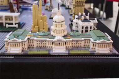 Capitol building made from lego cubes, close up