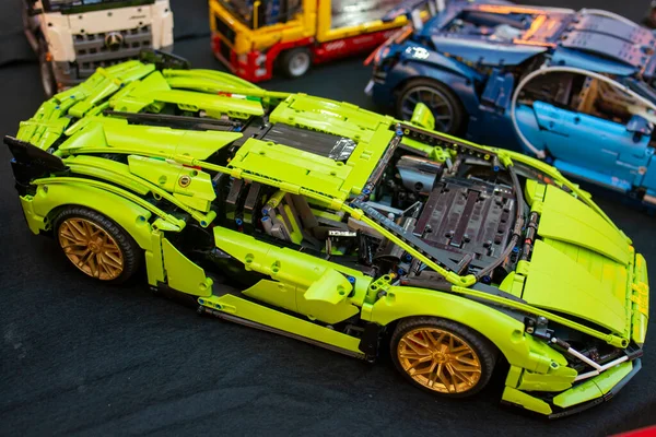 Lamborghini Sian Fkp Green Sport Car Made Lego Pieces Side — Stock Photo, Image