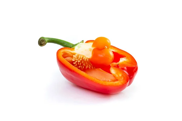 Baby Bell Pepper Cross Sectioned Pepper Isolated White Background Stock Photo