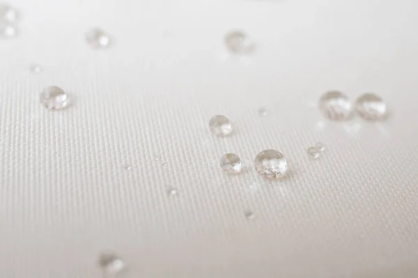 Clear Water Drops White Canvas Soft Focus Close — Stock Photo, Image