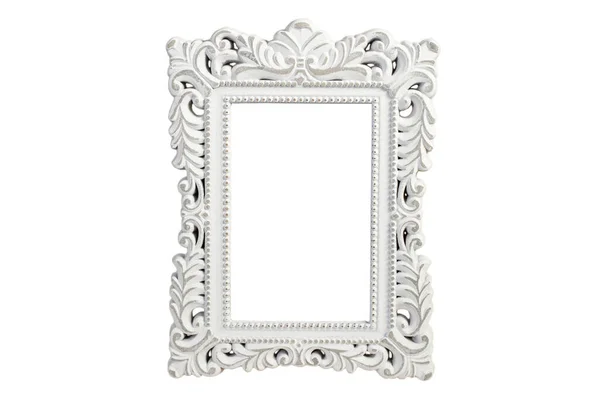 Gray Gypsum Classical Frame Beautiful Ornaments Isolated White Background — Stock Photo, Image