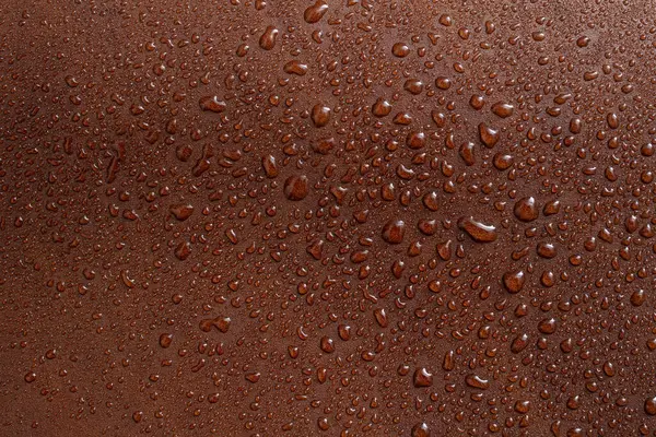 Gotas Água Textura Couro Marrom Vermelho Foco Suave Close Padrão — Fotografia de Stock