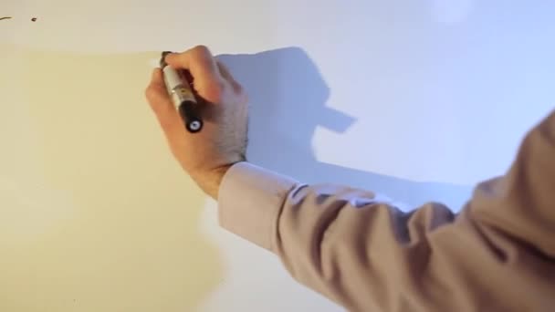 Teacher Hand Writing Schools Out White Board Black Marker Pen — Stock Video