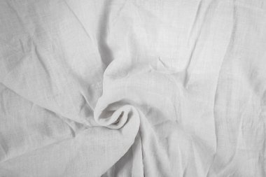 Kırışık beyaz bez. Ürün yerleştirme için soyut arkaplan boş. 