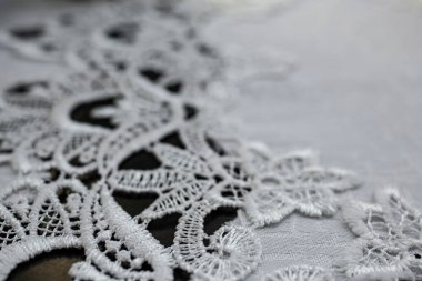 Beyaz masa örtüsüne nakış deseni, soyut arkaplan