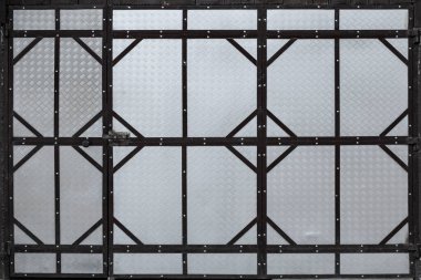 Kapısı kaynaklı metal levhalar ve siyah çelik çerçeve, tam çerçeve şablonu