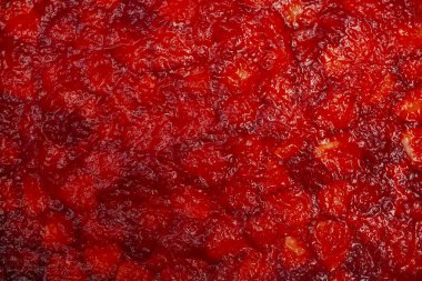 Çilek dilimleri üzerine jelatin katman, yapı, soyut mutfak dokusu