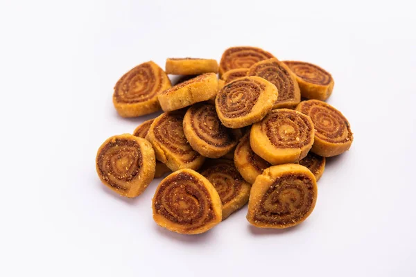 Bhakarwadi Eller Bakarvadi Eller Bhakharwadi Indisk Traditionell Snacks Med Ursprung — Stockfoto