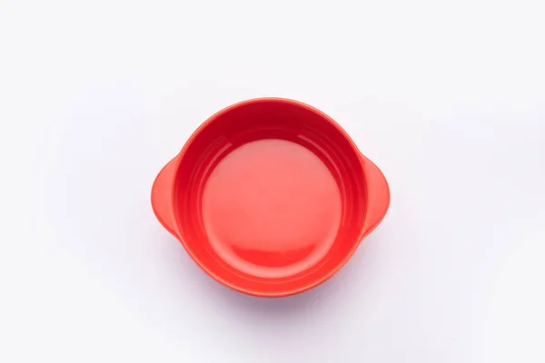 Tigela Cerâmica Vermelha Vazia Recipiente — Fotografia de Stock