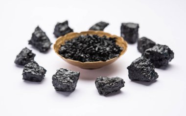 Shilajit is an ayurvedic medicine found primarily in the rocks of the Himalayas. selective focus