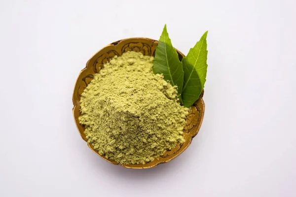 Neem Powder Paste Juice Azadirachta Indica Commonly Known Nimtree Indian — Stock Photo, Image