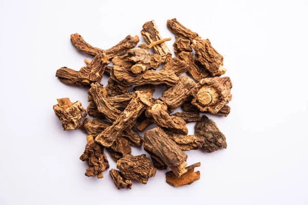 stock image Ayurvedic Potent herb musli  also known as Safed Moosli or Swetha Musli in powder and Raw form