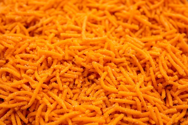 Paradicsom Sev Egy Ropogós Ropogós Narancs Színű Ízesített Sült Farsan — Stock Fotó