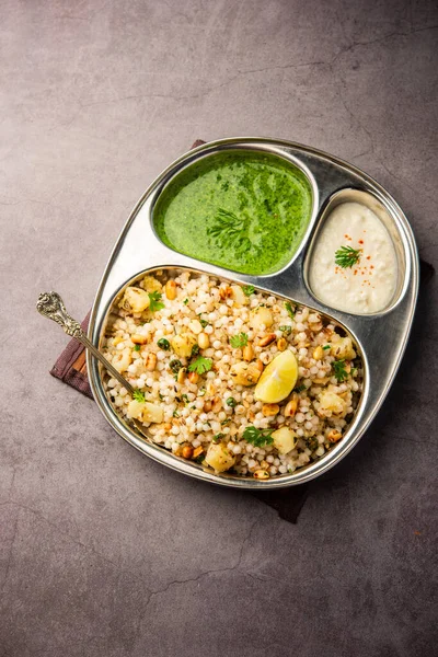 stock image Sabudana Khichadi - An authentic dish from Maharashtra made with sago seeds, served with curd