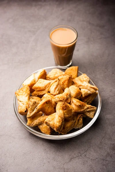 Khari Puf Bisküvisi Kharee Puf Böreği Çayla Hint Aperatifiyle Sonsuza — Stok fotoğraf