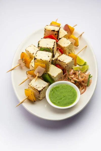 stock image Malai Paneer Tikka Kabab is an Indian asian food made using cottage cheese grilled with cream