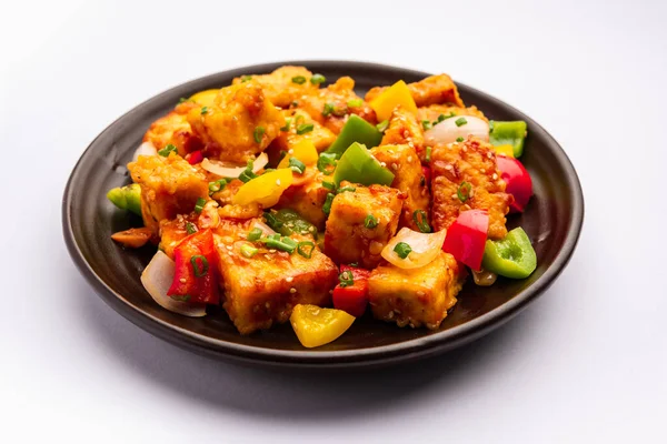 Chilli Paneer Dry Made Using Cottage Cheese Indo Chinese Food — 图库照片