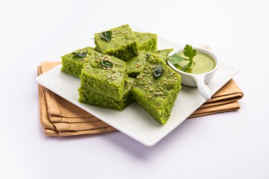 Khaman Dhokla made with green gram beans makes it a healthy, tasty and nutritious variety