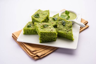 Khaman Dhokla made with green gram beans makes it a healthy, tasty and nutritious variety