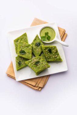 Khaman Dhokla made with green gram beans makes it a healthy, tasty and nutritious variety