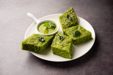 Khaman Dhokla made with green gram beans makes it a healthy, tasty and nutritious variety