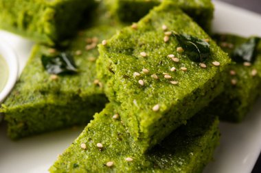 Khaman Dhokla made with green gram beans makes it a healthy, tasty and nutritious variety