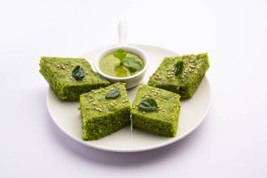Khaman Dhokla made with green gram beans makes it a healthy, tasty and nutritious variety