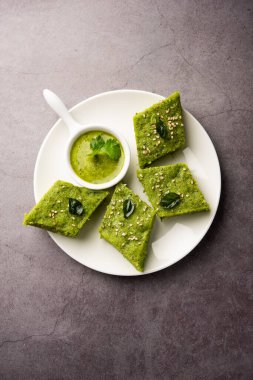 Khaman Dhokla made with green gram beans makes it a healthy, tasty and nutritious variety