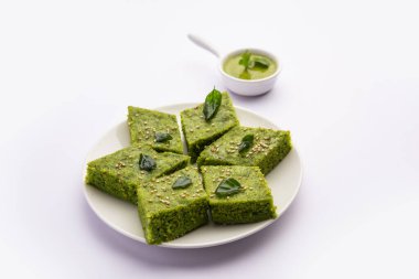 Khaman Dhokla made with green gram beans makes it a healthy, tasty and nutritious variety
