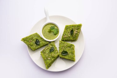 Khaman Dhokla made with green gram beans makes it a healthy, tasty and nutritious variety