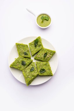 Khaman Dhokla made with green gram beans makes it a healthy, tasty and nutritious variety