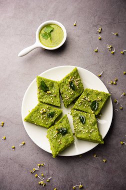 Khaman Dhokla made with green gram beans makes it a healthy, tasty and nutritious variety
