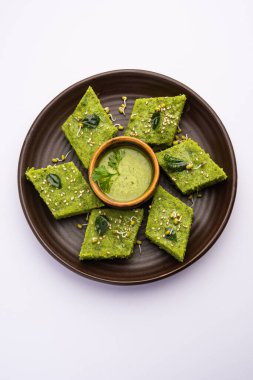 Khaman Dhokla made with green gram beans makes it a healthy, tasty and nutritious variety