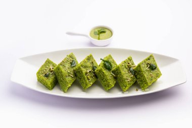 Khaman Dhokla made with green gram beans makes it a healthy, tasty and nutritious variety