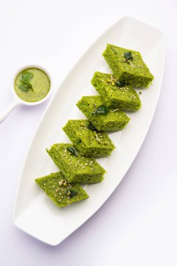 Khaman Dhokla made with green gram beans makes it a healthy, tasty and nutritious variety