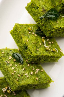 Khaman Dhokla made with green gram beans makes it a healthy, tasty and nutritious variety