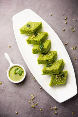 Khaman Dhokla made with green gram beans makes it a healthy, tasty and nutritious variety