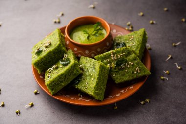 Khaman Dhokla made with green gram beans makes it a healthy, tasty and nutritious variety