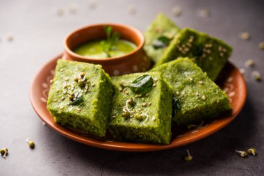 Khaman Dhokla made with green gram beans makes it a healthy, tasty and nutritious variety