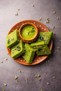 Khaman Dhokla made with green gram beans makes it a healthy, tasty and nutritious variety
