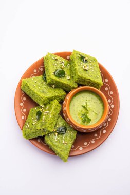Khaman Dhokla made with green gram beans makes it a healthy, tasty and nutritious variety