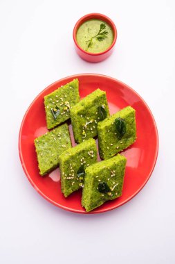 Khaman Dhokla made with green gram beans makes it a healthy, tasty and nutritious variety