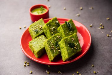 Khaman Dhokla made with green gram beans makes it a healthy, tasty and nutritious variety