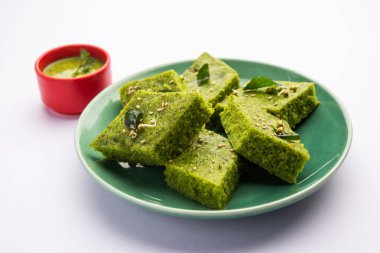 Khaman Dhokla made with green gram beans makes it a healthy, tasty and nutritious variety