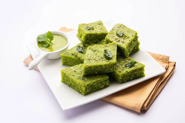 Khaman Dhokla made with green gram beans makes it a healthy, tasty and nutritious variety