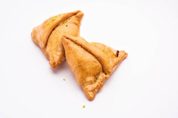 Indische Süße Samosa Ist Ein Frittiertes Gebäck Das Zuckersirup Getränkt — Stockfoto