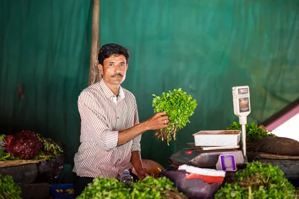 Indiano Venditore Verdure Strada Bhaji Wala — Foto Stock
