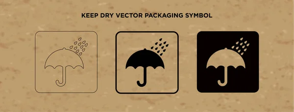 Держите Сухой Векторный Символ Упаковки Векторном Картонном Фоне Знак Обработки — стоковый вектор