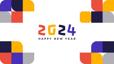 Mutlu yıllar 2024 arkaplan şablonu. Soyut Bauhaus Geometrik Arkaplanı Mutlu Yeni Yıl 2024 Selamları